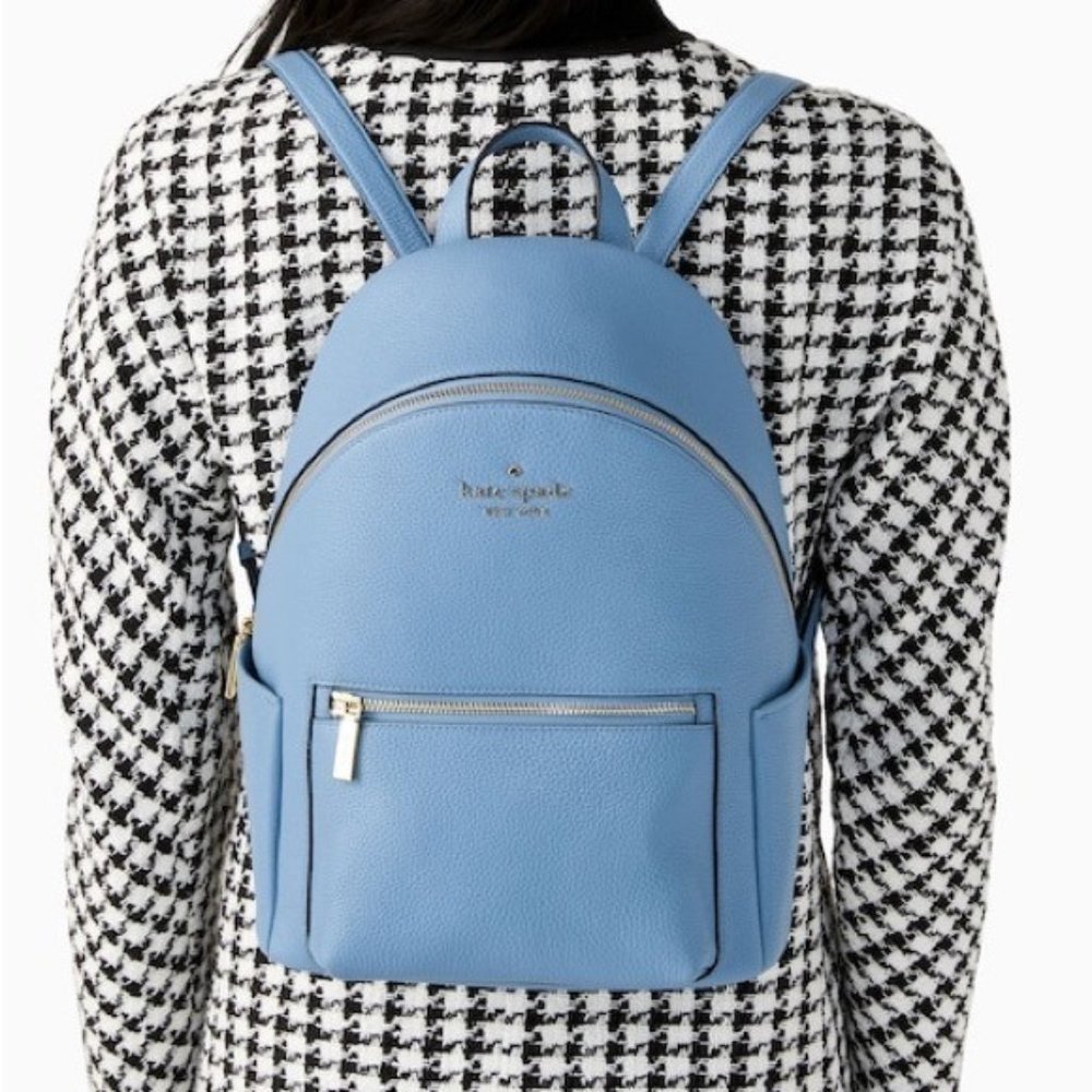 Kate Spade Leila Dome Backpack & Medium Compact Bifold Wallet In Dusty Blue - Picture 11 of 16